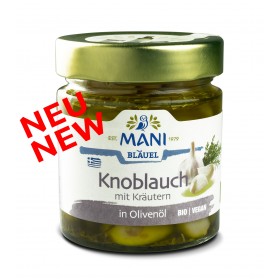 MANI Knoblauch in Olivenöl mit Kräutern, bio, 185g Glas